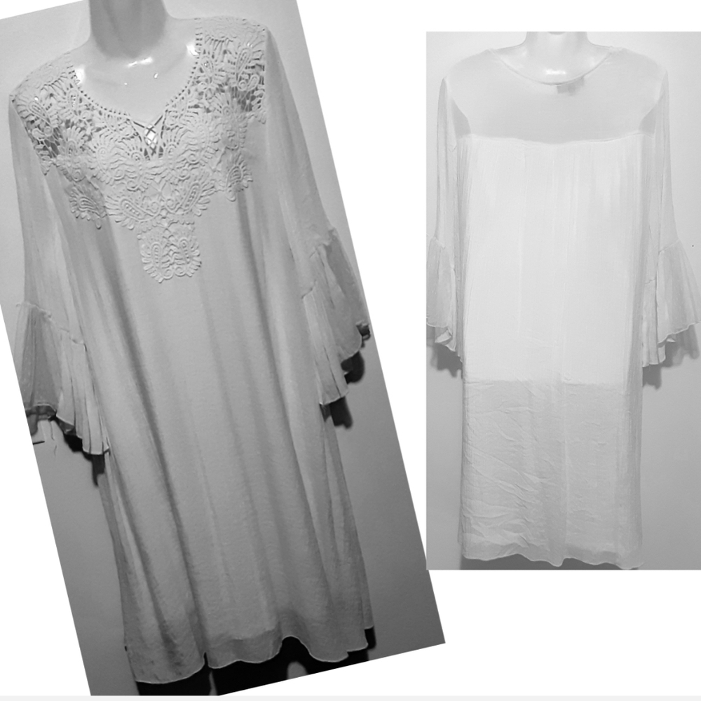 J Glee Crochet Tunic Dress Bell Sleeve Size 1X - Picture 4 of 14